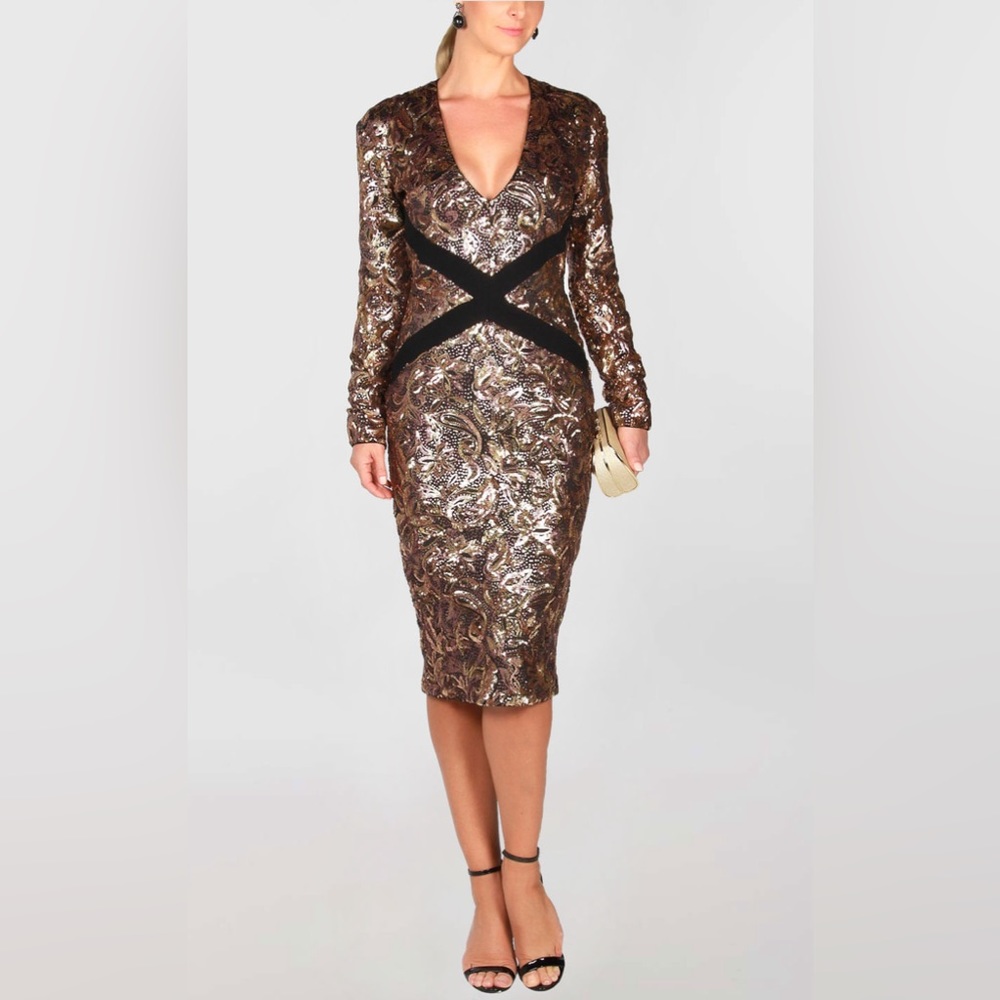 Brand New Authentic just Cavalli (Just Cavali) Susy midi dress - bronze
